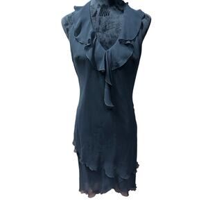 ABS Vintage Formal Dress Halter Style Ruffles tiers Black 10 Elegant HOCO Party